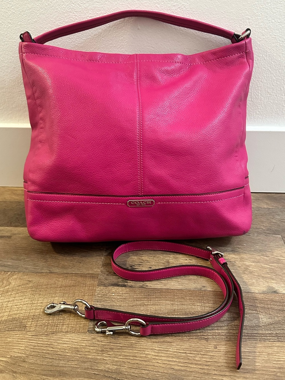 Coach Park Leather Hobo F23293 Bright Magenta Convertible Crossbody
